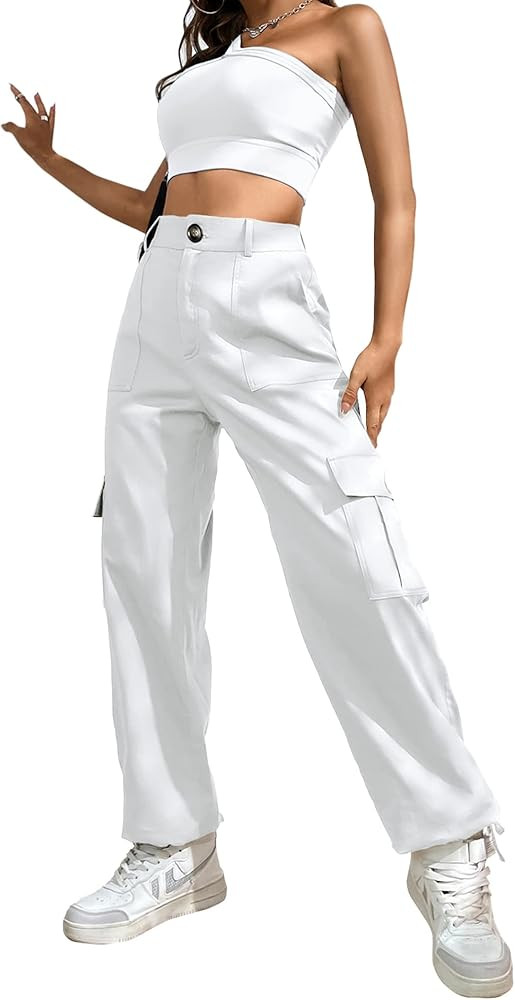 LOLOCCI Cargo Pants Women Camo Pants High Waisted Baggy Streetwear Women Cargo Pants | Amazon (US)