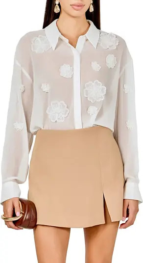 Floral Detail Sheer Shirt | Nordstrom