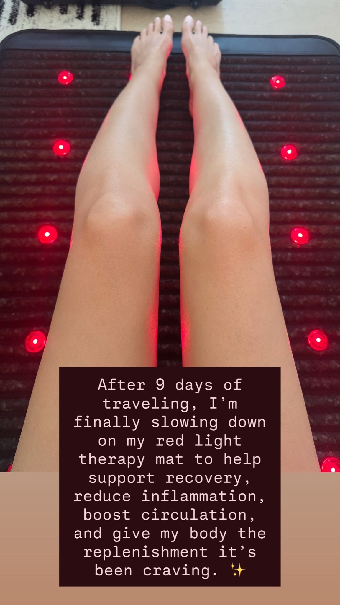 After 9 days of traveling, flights, indulgent meals, and nonstop movement, my body was craving a reset so I pulled out my red light therapy mat to help support recovery, circulation, inflammation, and overall wellness. ✨ This has become one of my favorite ways to slow down and recharge after travel or busy seasons of life. I linked my mat along with some more budget-friendly options because wellness routines do not have to break the bank. #RedLightTherapy #WellnessRoutine #TravelRecovery #LTKWellness #SelfCareEssentials #RecoveryTools #HealthyLifestyle #WellnessFinds

#LTKfitnessgoals #LTKselfcare #LTKdayinmylife