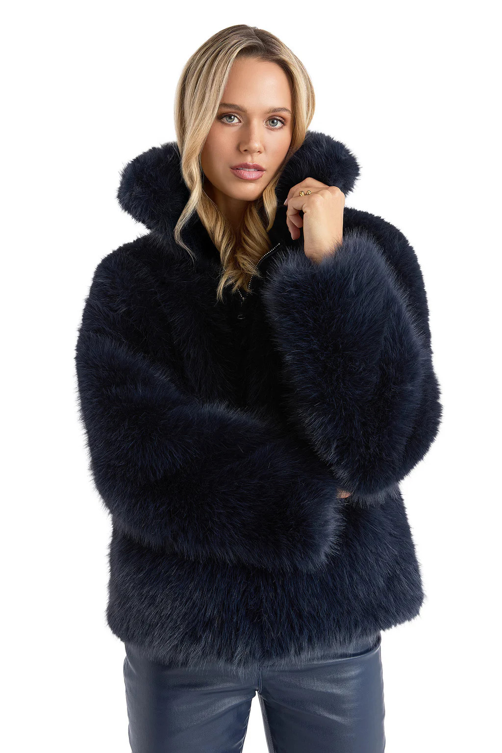 Dani Fur Coat - Navy | The Noli Shop