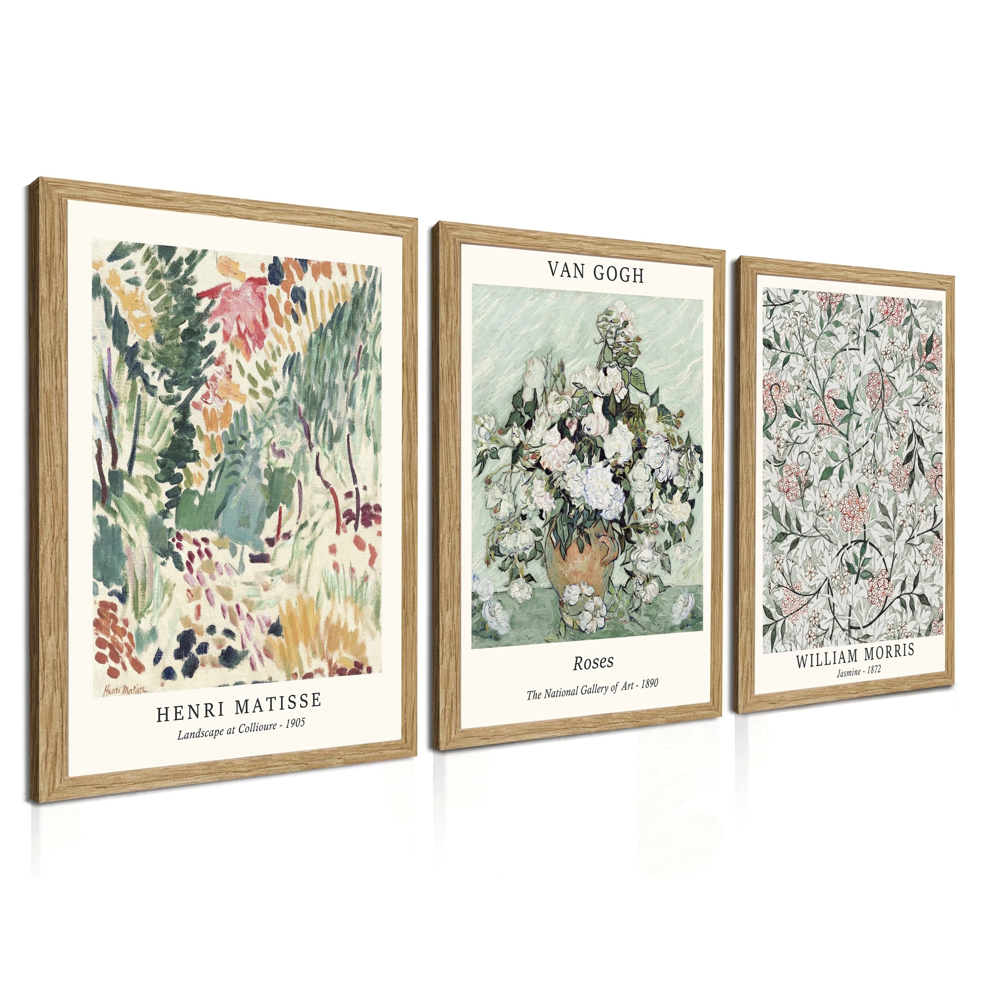 Induslyfe Framed Sage Green Vintage Wall Art Canvas Decor Set of 3, Matisse Wall Art Prints Poste... | Walmart (US)