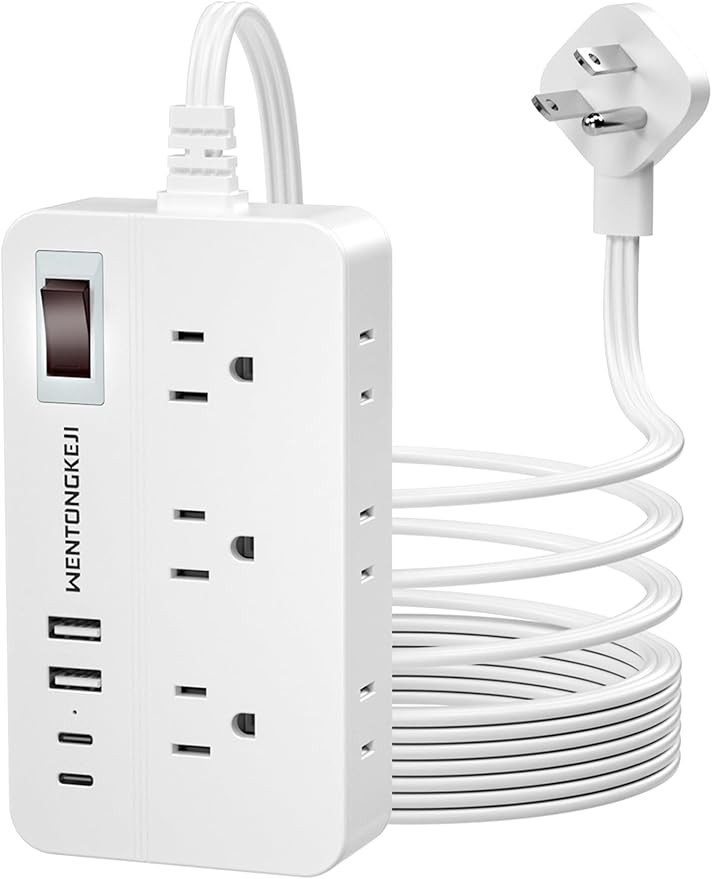 Surge Protector Power Strip - 5Ft Braided Extension Cord Flat Plug with 6 Outlets and 2 USB-A 2 U... | Amazon (US)