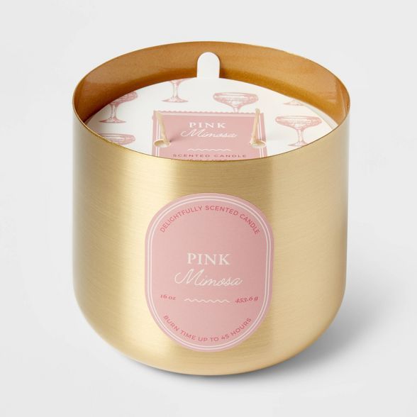 16oz Brass Candle Pink Mimosa - Threshold&#8482; | Target
