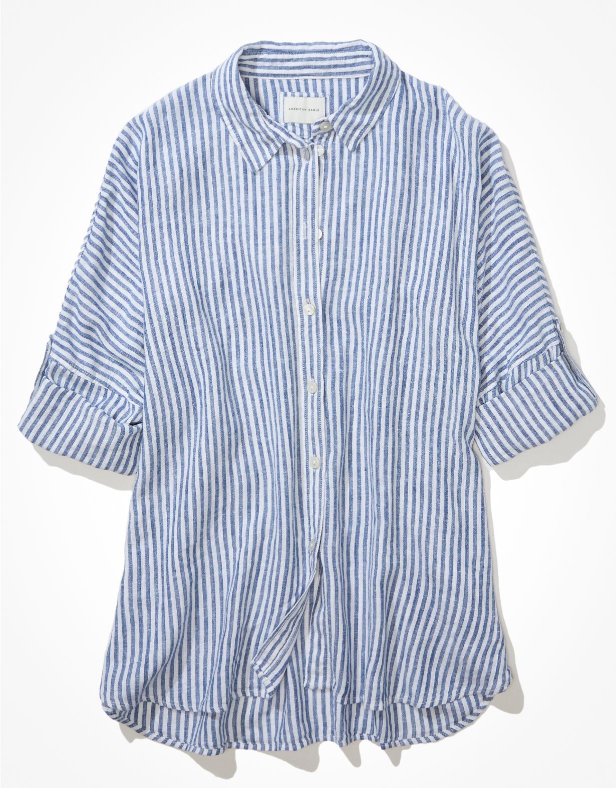 AE Oversized Button-Up Beach Shirt | American Eagle Outfitters (US & CA)