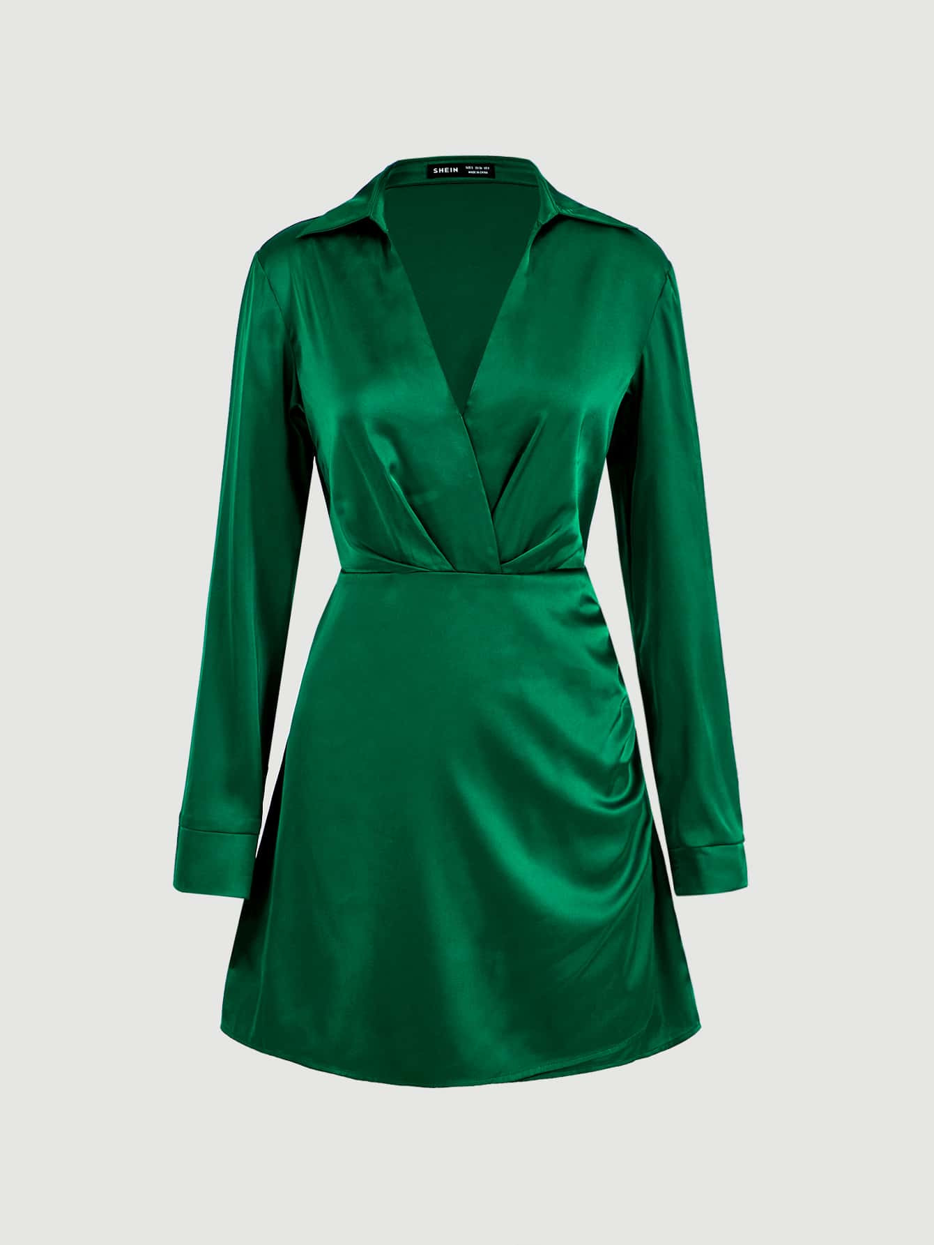 SHEIN Solid Ruched Satin Dress | SHEIN
