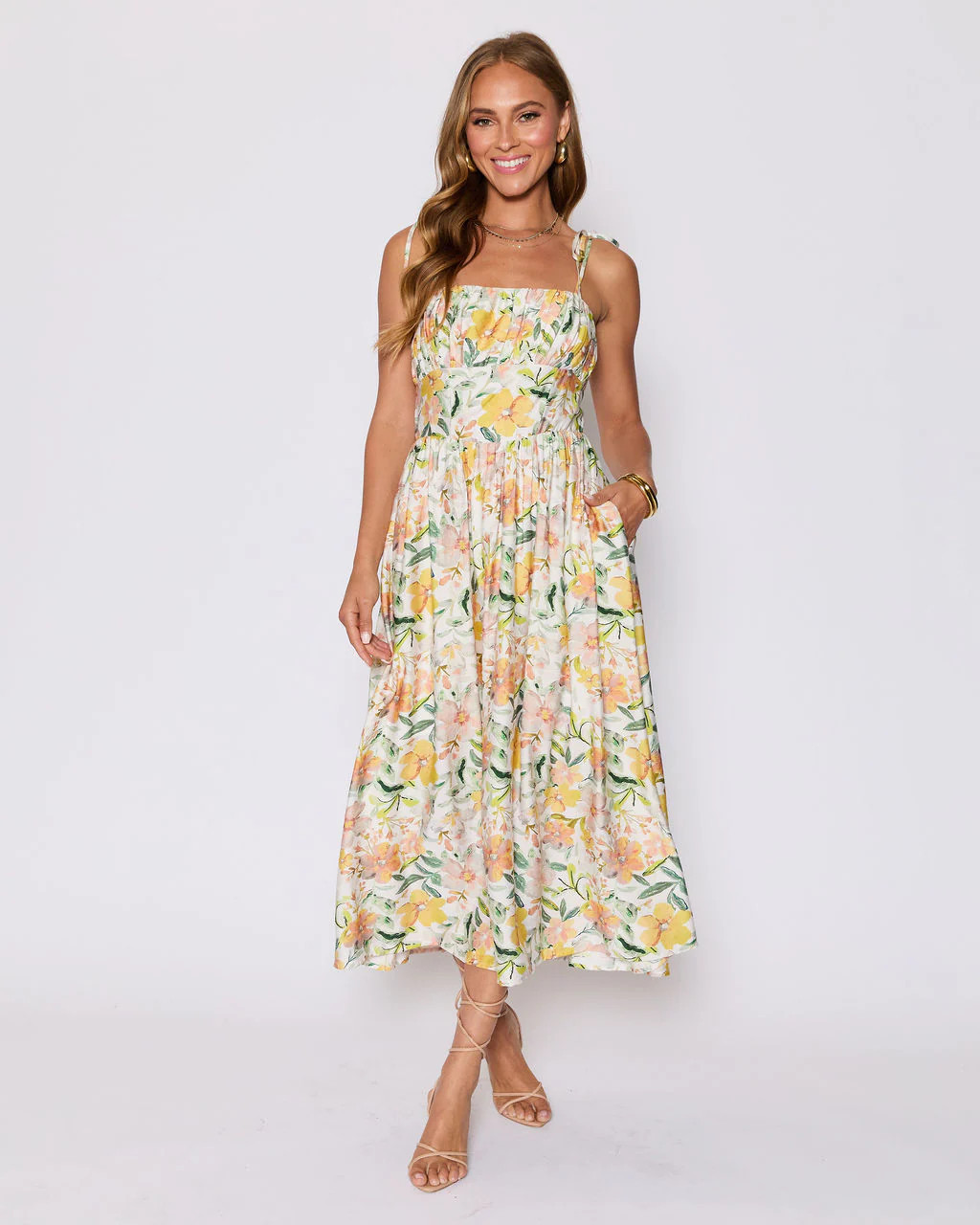 Emory Floral Tie Shoulder Maxi Dress | VICI