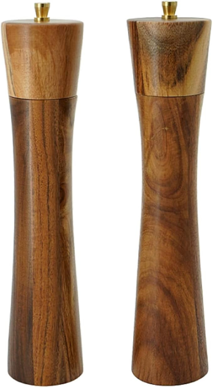 Salt and Pepper Grinder set,10inch Acacia Wood salt and pepper grinders refillable kit with Adjus... | Amazon (US)