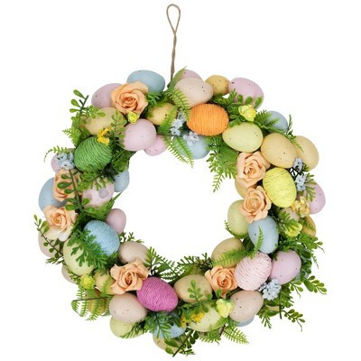 Northlight Roses and Easter Eggs Small Artificial Spring Wreath - 15" | Target