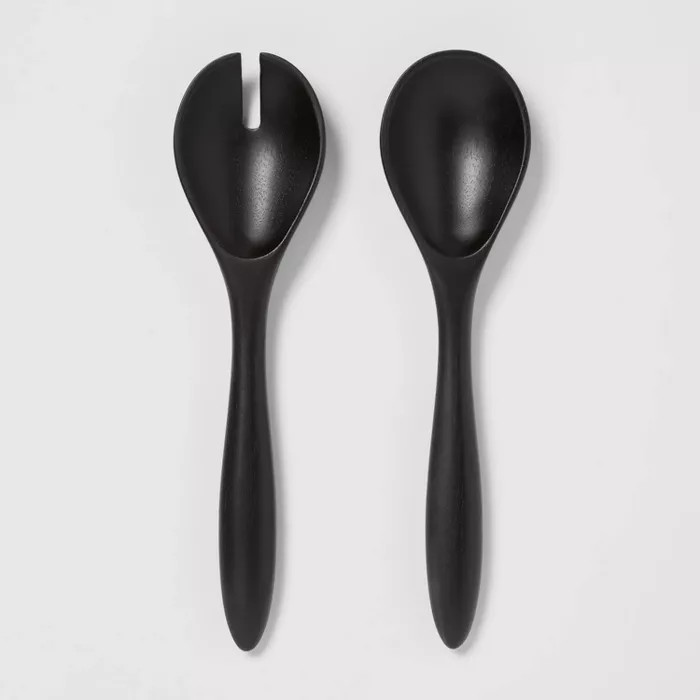 2pc Acacia Modern Serving Utensil Set Black - Threshold™ | Target