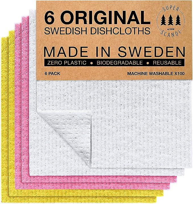 SUPERSCANDI Swedish Dishcloths Eco Friendly Reusable Sustainable Biodegradable Cellulose Sponge C... | Amazon (US)