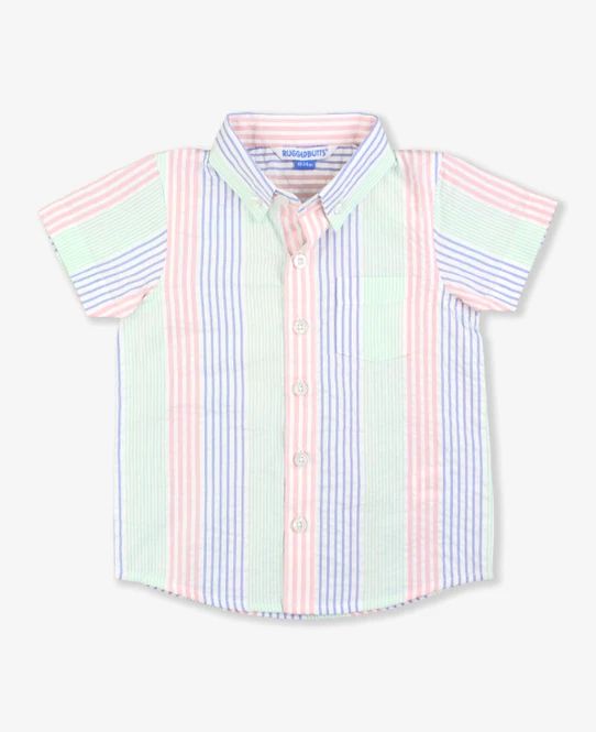 Button Collar Short Sleeve Button Down Shirt | RuffleButts / RuggedButts