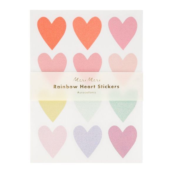 Meri Meri Pastel Heart Glitter Stickers | Target