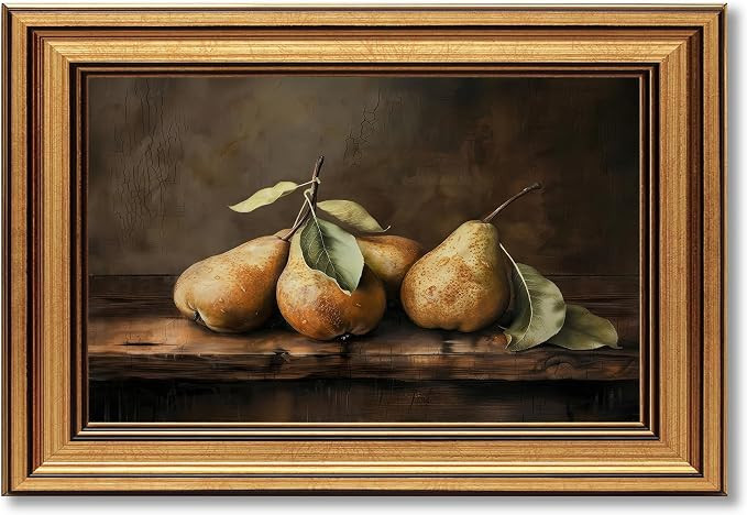 Gold Framed Vintage Fall Landscape Canvas Wall Art, Rustic Moody Lakeside Painting Picture Wall D... | Amazon (US)