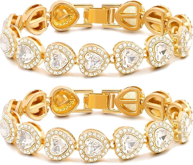 Gold Bracelets for Women, Gold Plated Cuban Link Chain Bracelet Pack Layered Metal Link Bracelet ... | Amazon (US)