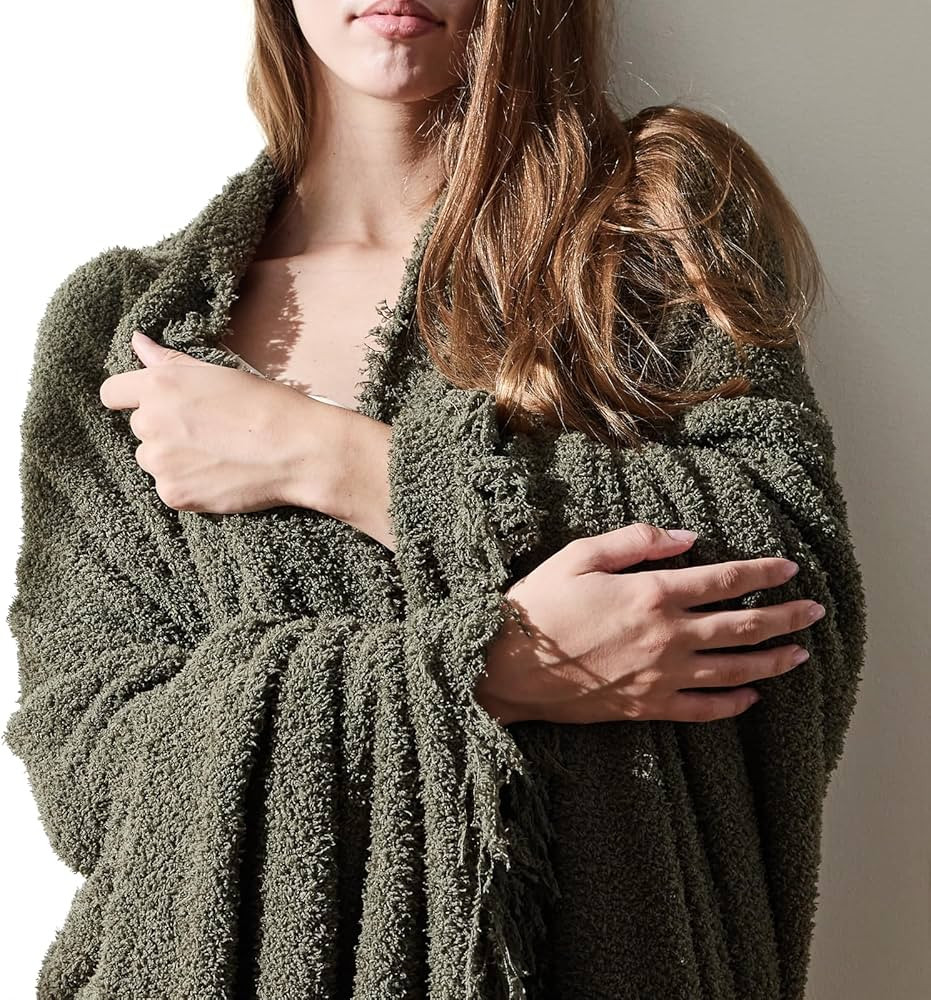 Fall Throw Blanket for Couch-Soft Boho Bed Throw Blanket,Green Knitted Fluffy Throw Blanket,Cozy ... | Amazon (US)
