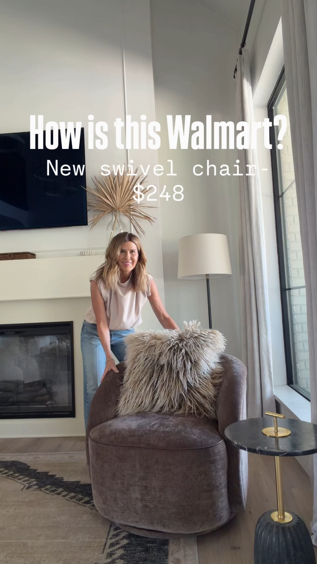 Cannot get over this new swivel chair from @walmart 
It has similar dimensions to high-end swivel chairs I purchased a few years ago and paid more than  double the price! Available in rose pink or chocolate and only $248! Unbelievable! 360°-degree swivel base and stain treated upholstery

#LTKOver40 #LTKHome