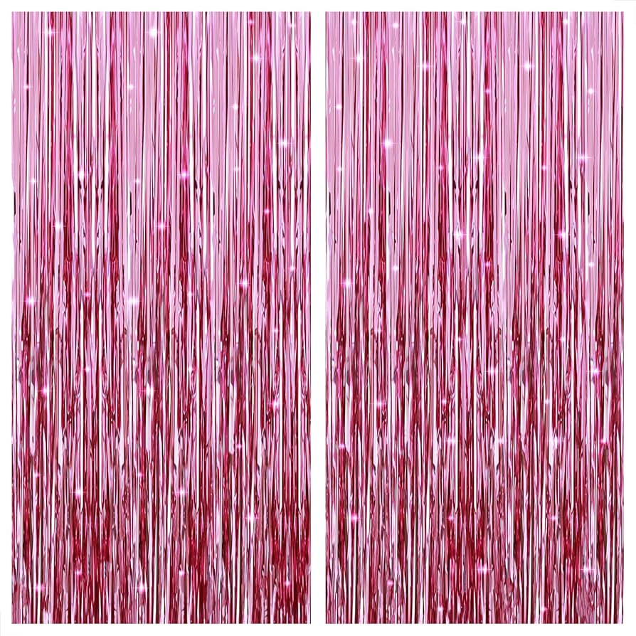 KatchOn, Pink Backdrop for Pink Party Decorations - XtraLarge 3.2x8 Feet, Pack of 2 | Pink Foil F... | Amazon (US)