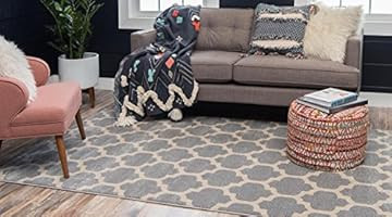 Unique Loom Trellis Collection Moroccan Lattice Light Gray Area Rug (9' x 12') | Amazon (US)