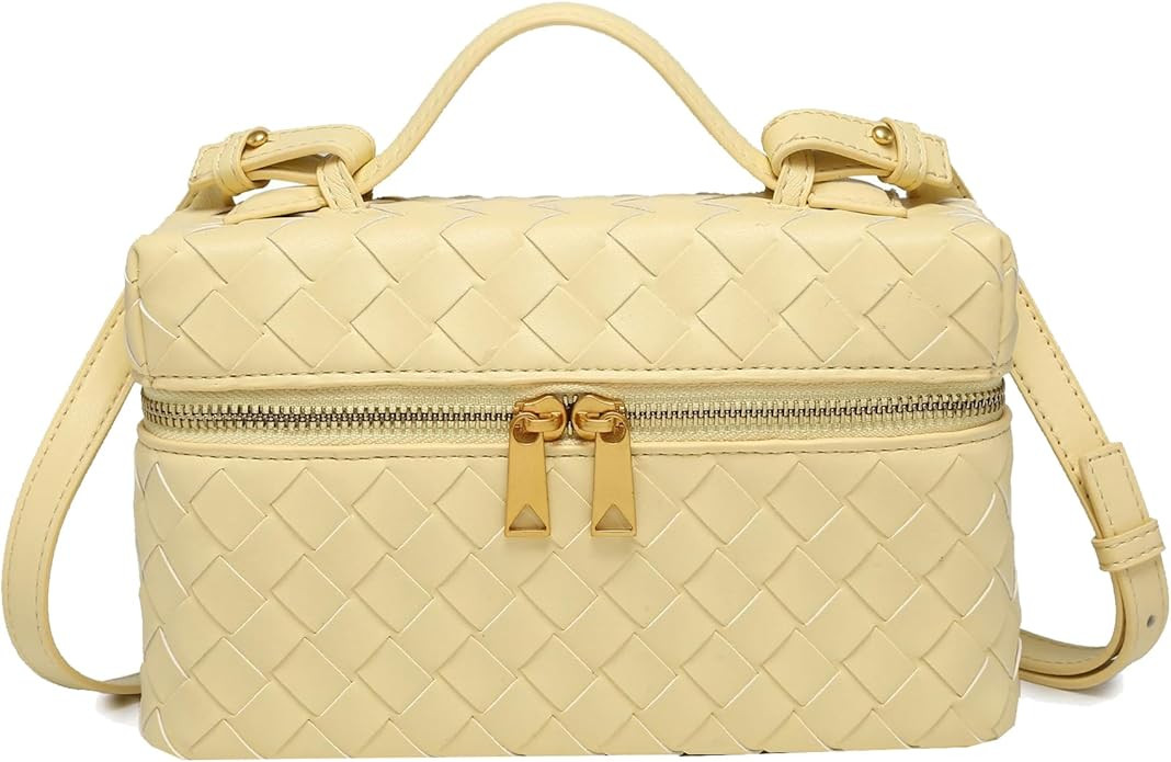 Mini Woven Crossbody Purse Square Box Bags Top-Handle Tote Handbag Shoulder Bag Cute Satchels Tre... | Amazon (US)