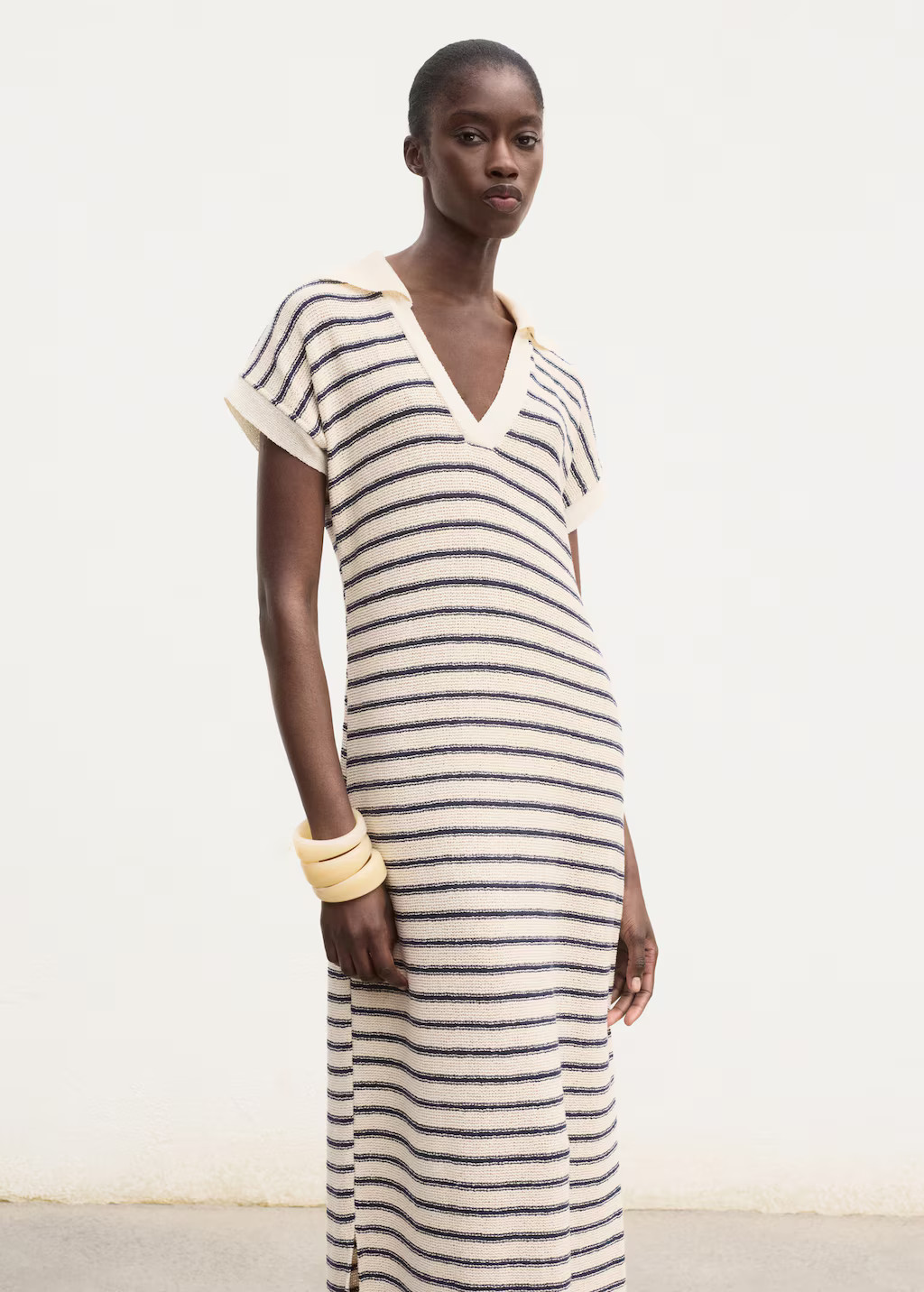 Long striped knitted dress | MANGO (UK)