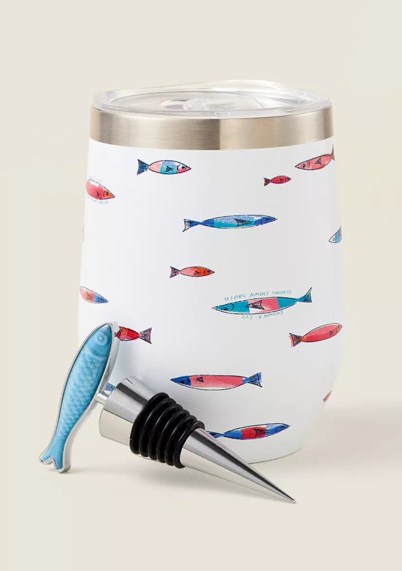 Sewing Down South x Crown & Ivy\u2122 Sandbar Wine Tumbler & Stopper Set | Belk