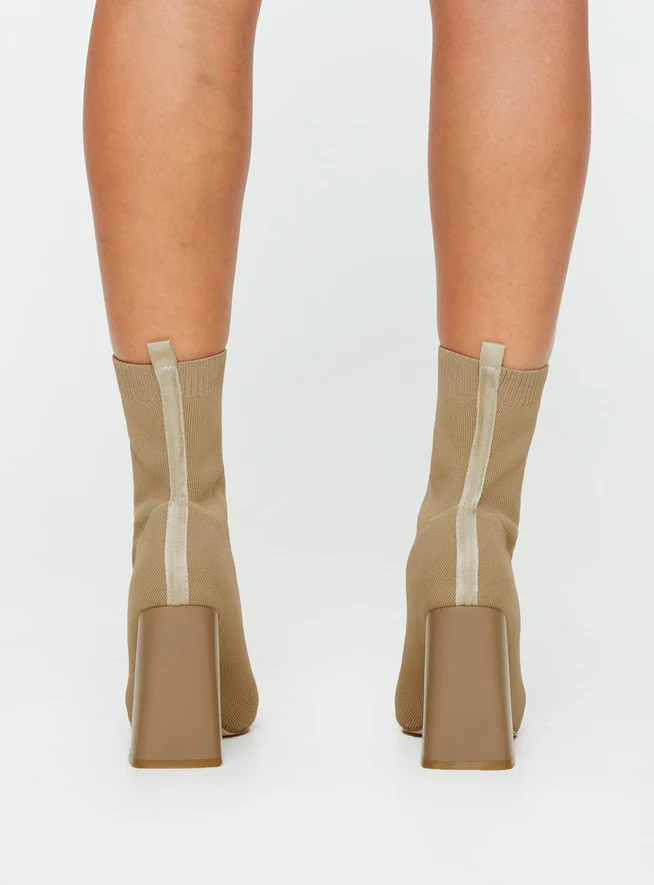 Taken Knit Boots Nude | Princess Polly US