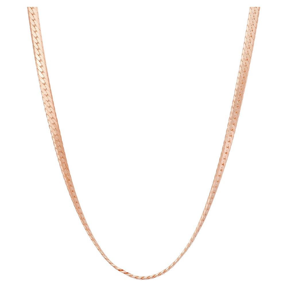 Tiara Rose Gold Over Silver 20"" Herringbone Chain Necklace, Gold/Pink/Silver | Target