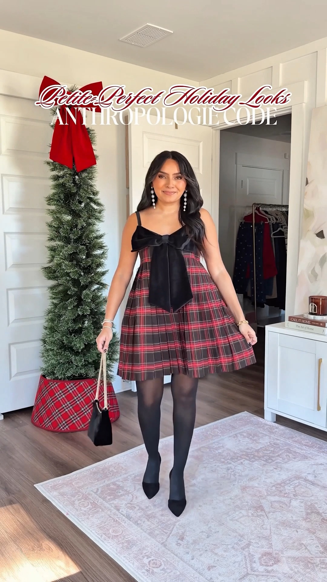 Holiday Outfits - Anthropologie Discount Code!
Use code: ANTHRO30 for 30% off through 11/23 plus spend $200 and get $50 for gifting on 12/11
For reference: I’m 5’0, 32b bra size, and 2/26 in bottoms, pear shaped. 
*Everything I share is unaltered! TTS means true to size. Between size 5-6.6 in shoes

Red tartan plaid bow mini dress size xs petite TTS
Black tights size small TTS
Black heels size 5 TTS

Pink Raspberry tweed short sleeve top size xxs regular TTS
Pink Raspberry tweed tulle overlay skirt size xs regular TTS
Rhinestone heels - old, similar linked

Black faux fur jacket size xxs regular TTS
Green tartan plaid tiered maxi dress sized xs regular TTS
Gold heels size 5 TTS

Blue green floral off the shoulder maxi dress size xs regular TTS
Rhinestone heels - old, similar linked

Pink velvet tie neck mini dress size xxs regular TTS
Rhinestone heels - old, similar linked

Champagne metallic textured bow lady jacket size xxs regular TTS
Black and ivory polka dot bow skirt size small TTS
Black tights size small TTS
Black heels size 5 TTS

Black and white bow texture mini swing dress size xs petite TTS
Black tights size small TTS
Black heels size 5 TTS





anthropologie holiday dress
christmas dress petite
nye dress petite
holiday party dress
festive dress anthropologie
petite formal dress
petite cocktail dress
sparkly holiday dress
gold holiday dress
red christmas dress
green holiday dress
winter wedding guest dress
petite event dress
christmas party outfit
nye outfit ideas
Rachel Miranda Blog
Honeysweetpetite
Cyber monday
Black friday


#LTKGiftGuide #LTKCyberWeek #LTKHoliday
