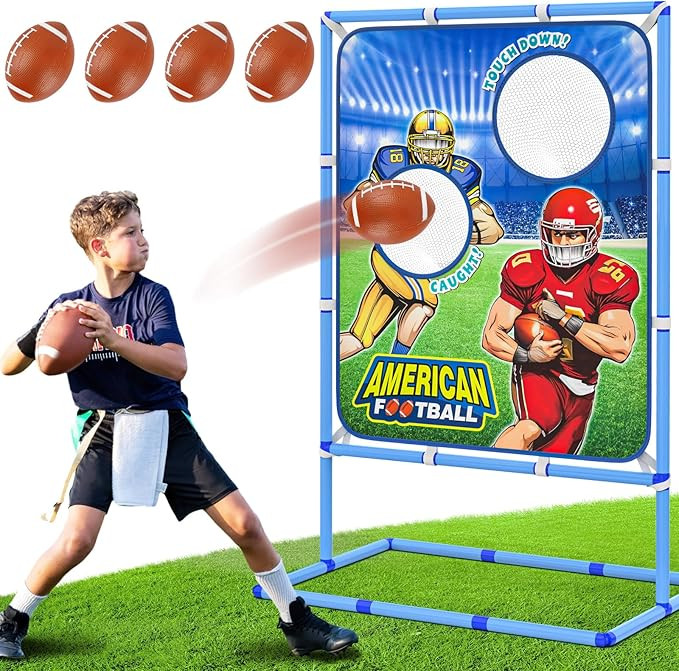 Football Toss Game with 4 Inflatable Balls, Indoor/Outdoor Football Throwing Target Toy for Kids ... | Amazon (US)