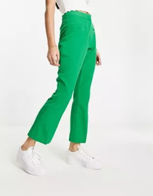 Miss Selfridge cropped flare pants in green | ASOS (Global)