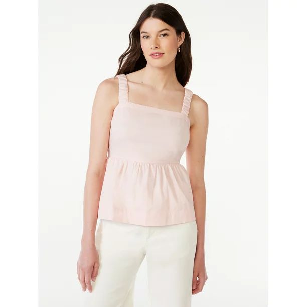 Free Assembly Women's Square Neck Tank Top with Elastic Straps, Sizes XS-XXL | Walmart (US)
