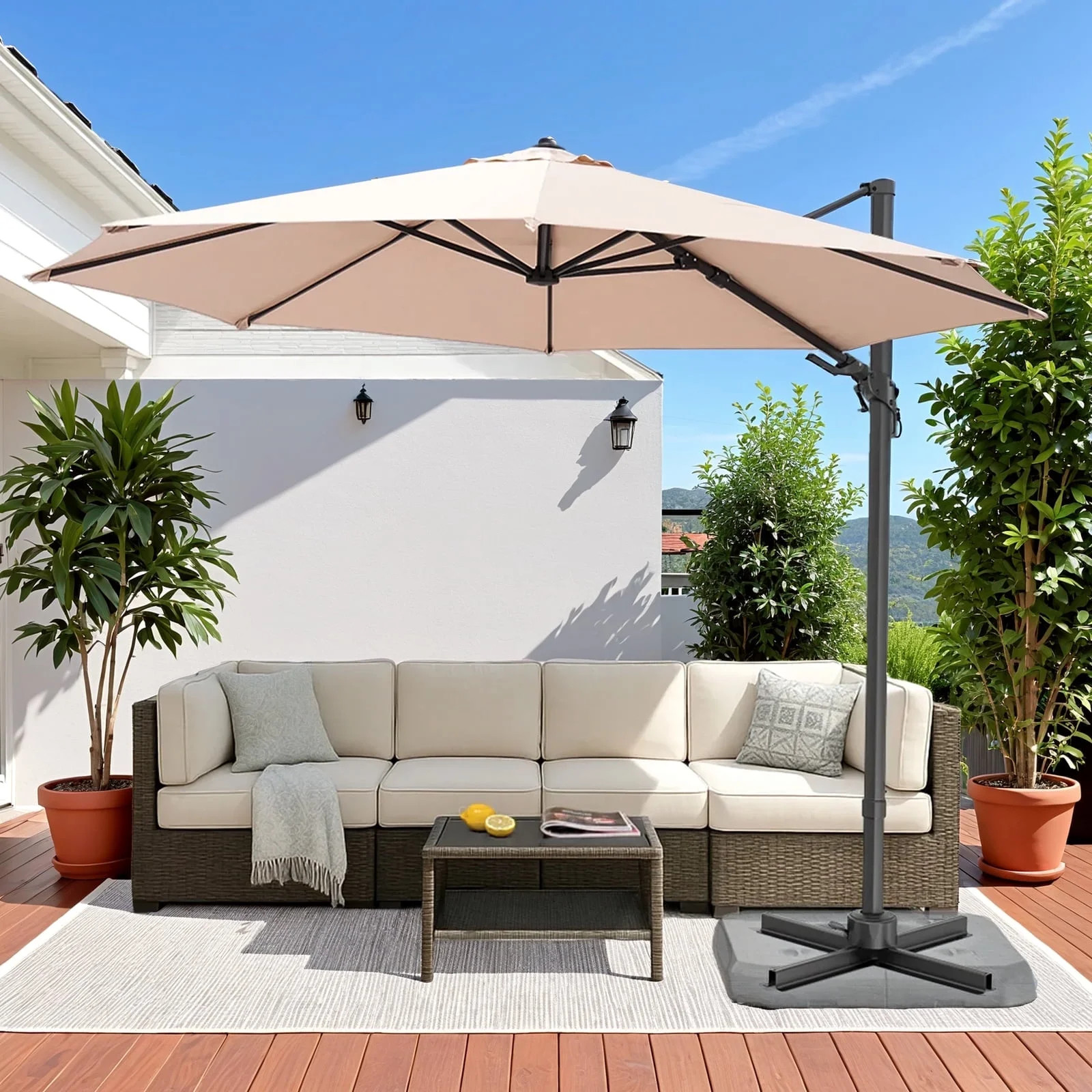 Vitarpatio 11ft Outdoor Patio Umbrella, 360° Rotation Large Cantilever Offset Umbrella Round Han... | Walmart (US)