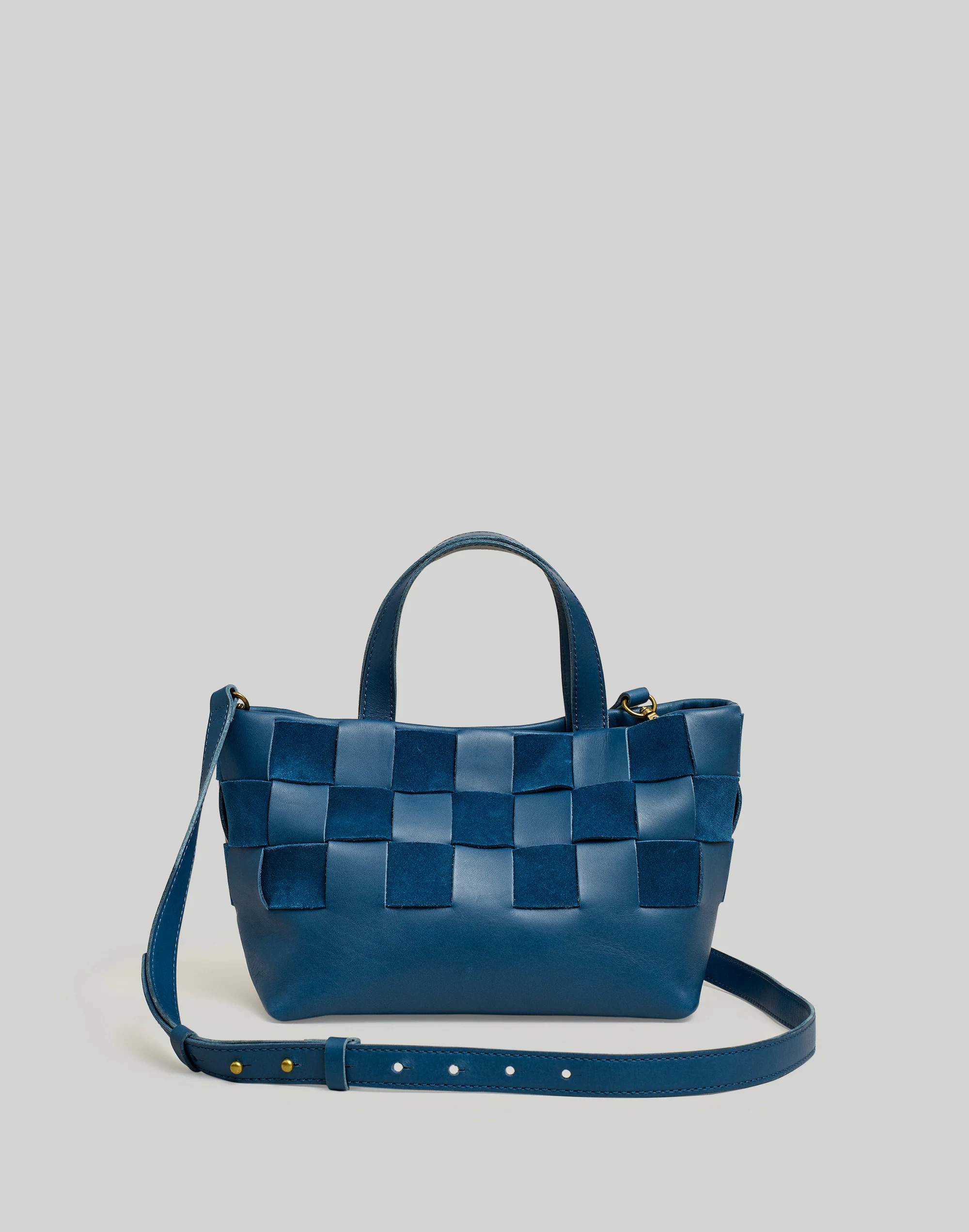The Basketweave Mini Crossbody Tote in Leather and Suede | Madewell