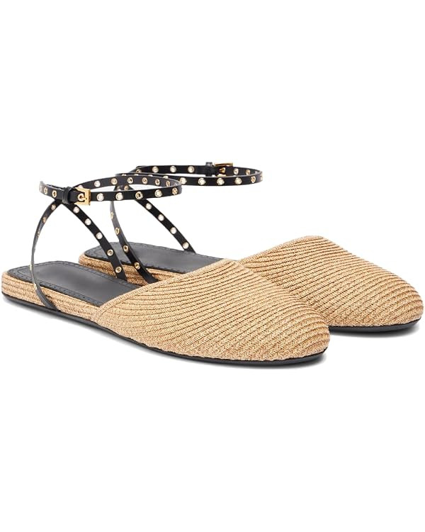 Women’s Raffia Slingback Flats with Leather Trim Adjustable Ankle Strap Comfortable Ballet Sandals Boho Summer Casual Shoes For Beach Party Vacation | Amazon (US)