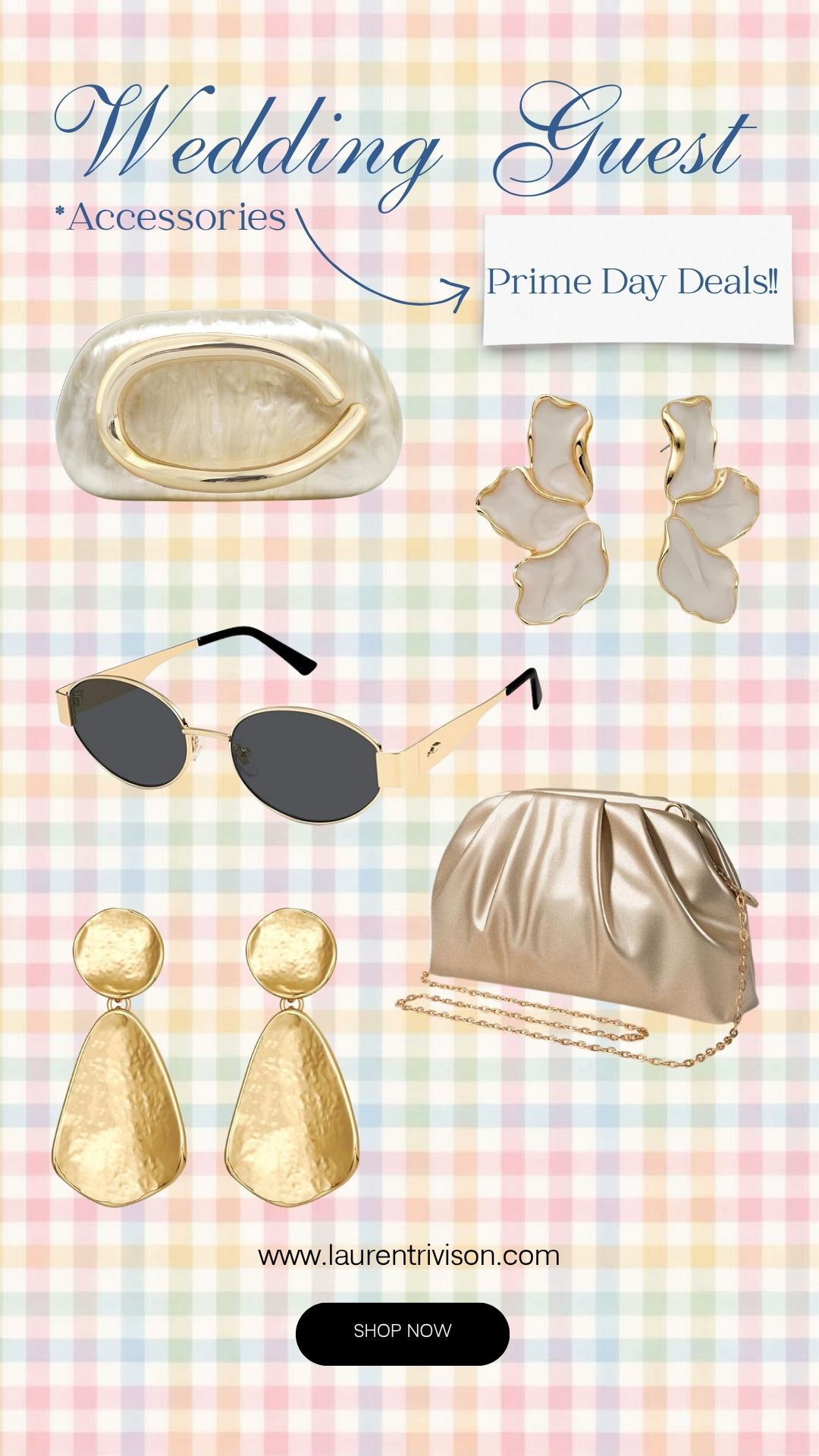 Wedding essentials 💍 to go along with your perfect dress! Everything you need from jewelry to glasses and a cute hand bag. ☀️👜💛 

 #LTKootd #LTKMidsize #LTKWedding
