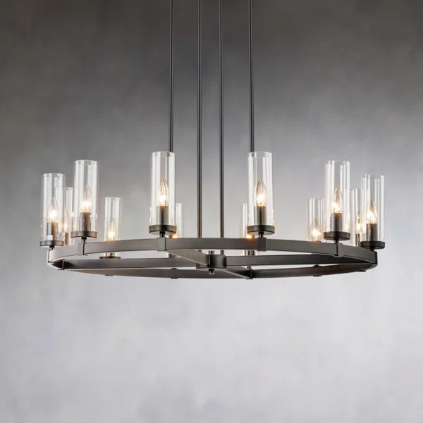 Andrade 12 - Light Dimmable Wagon Wheel Chandelier | Wayfair North America
