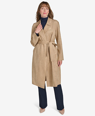 Tommy Hilfiger Women's Faux-Suede Trench Coat - Macy's | Macy's