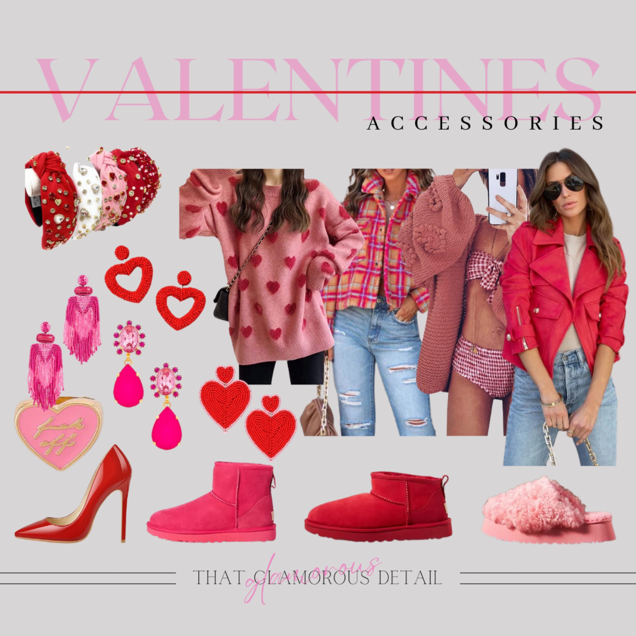 Valentine’s Day Accessories for her! 

#valentinesday #accessories #headbands #earrings #ring #uggboots #heels #slippers #sweater #jacket #cardigan #motojacket #pink #red #heartday   

#LTKshoecrush #LTKGiftGuide #LTKSeasonal