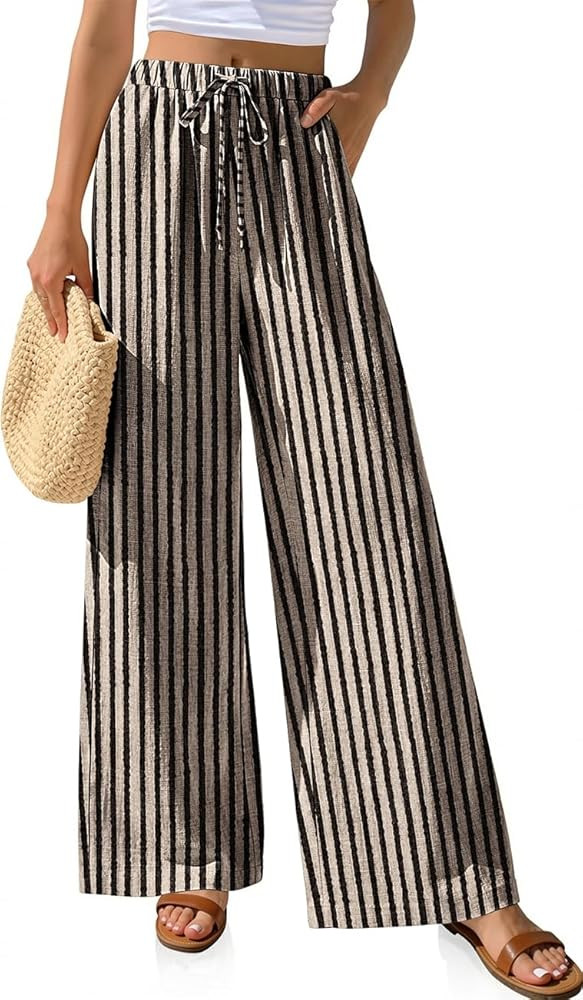 TARSE Women Linen Palazzo Pants Summer Wide Leg Casual Lounge Pant 2026 Beach Travel Vacation Out... | Amazon (US)