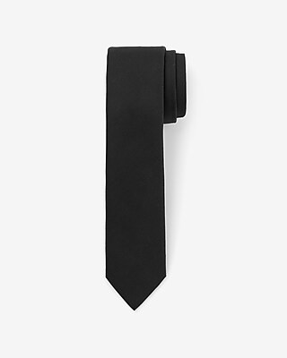 Narrow Black Solid Tie | Express