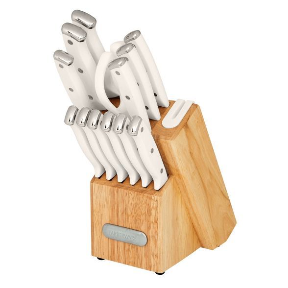 Farberware 14pc Triple Rivet Knife Block Set White | Target