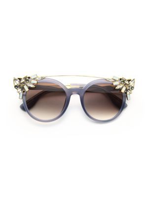 Vivy 51MM Crystal-Embellished Cats-Eye Sunglasses | Saks Fifth Avenue