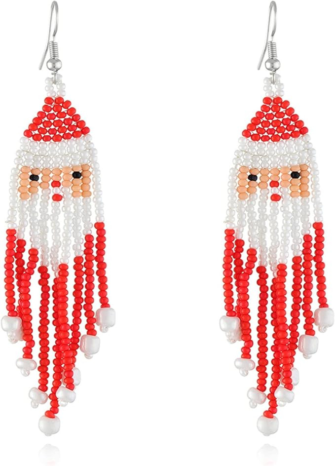 Christmas Earrings for Women Beaded Earrings Christmas Gifts Statement Earrings Winter Earrings H... | Amazon (US)