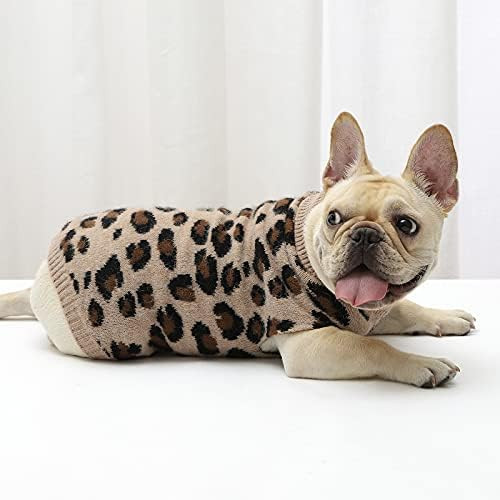 PASRLD Dog Sweater Leopard Pattern Dog Turtleneck SweatersKnitwear Warm Pet Sweater for Fall Wint... | Amazon (CA)
