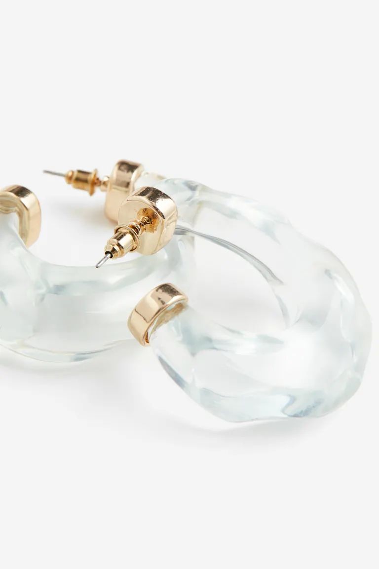 Asymmetric Hoop Earrings - Gold-colored/transparent - Ladies | H&M US | H&M (US + CA)