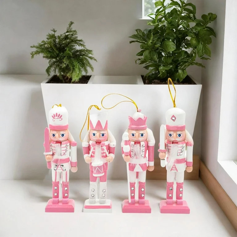 4x Wooden Nutcracker Soldier Figurine Doll Ornament Pendant Tabletop Figurine Party Favors Puppet... | Walmart (US)