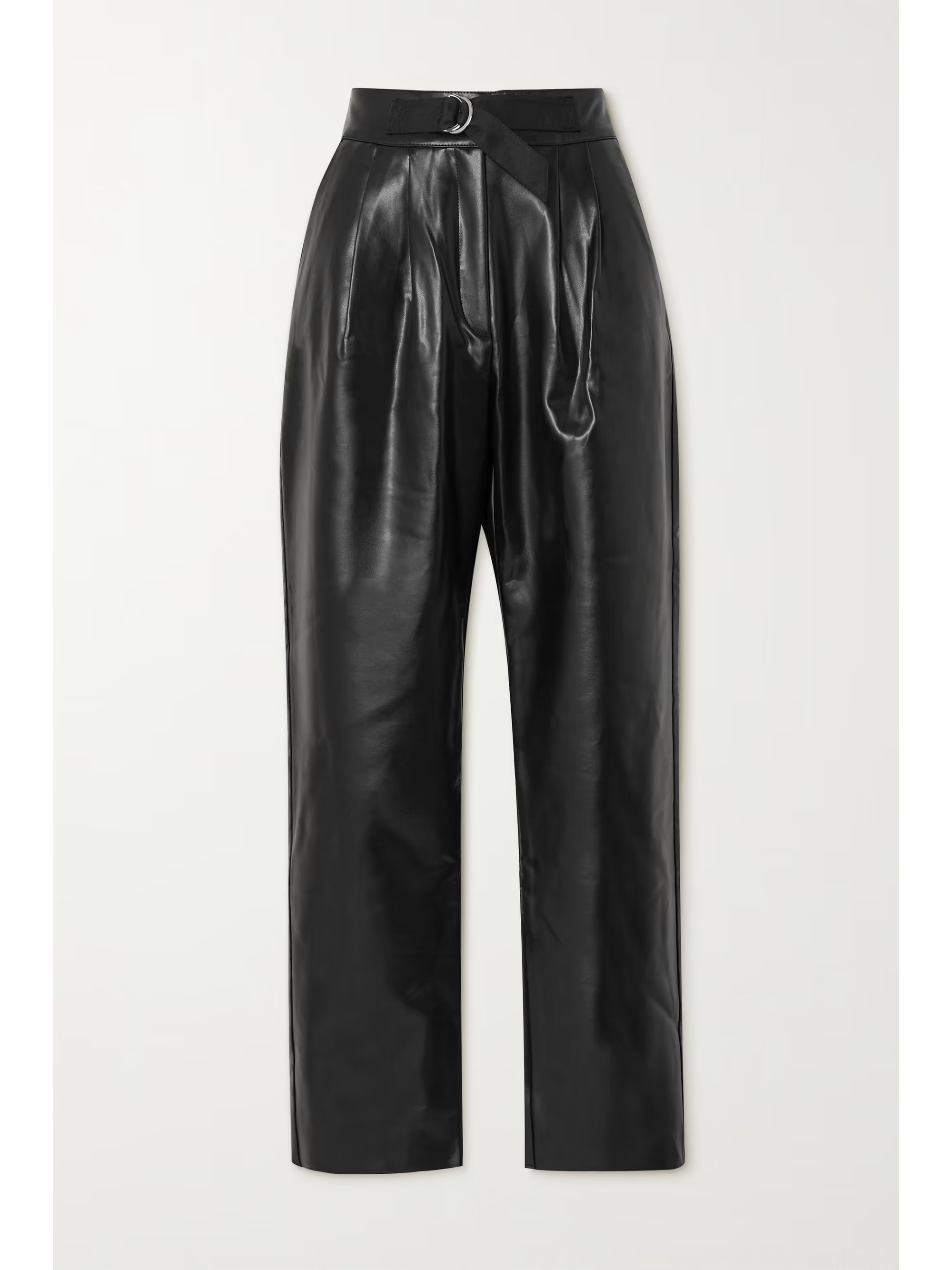 Black Belted pleated faux leather straight-leg pants | CAES | NET-A-PORTER | NET-A-PORTER (UK & EU)