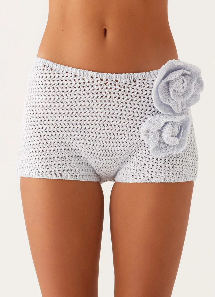 Maia Rose Crochet Mini Shorts - Baby Blue | Peppermayo (Global)