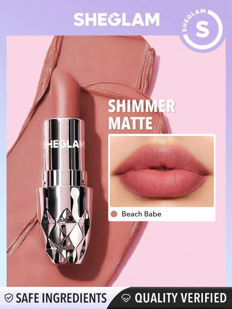 SHEGLAM Starlight Velvet Lipstick - Beach Babe 10 Colors Shimmer Matte Long Lasting Lipstick Nour... | SHEIN