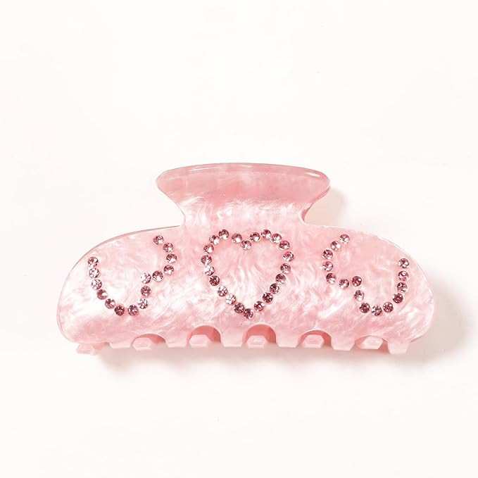 Pink Heart Rhinestone Hair Claw Clips, Large Decorative Hair Clips for Women, Valentine's Day Hai... | Amazon (US)